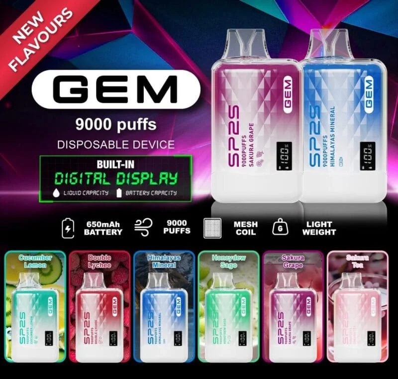 SP2S GEM 9000 PUFFS 拋棄式電子煙 思博睿 9000口一次性電子煙 台灣現貨|煙潮商城